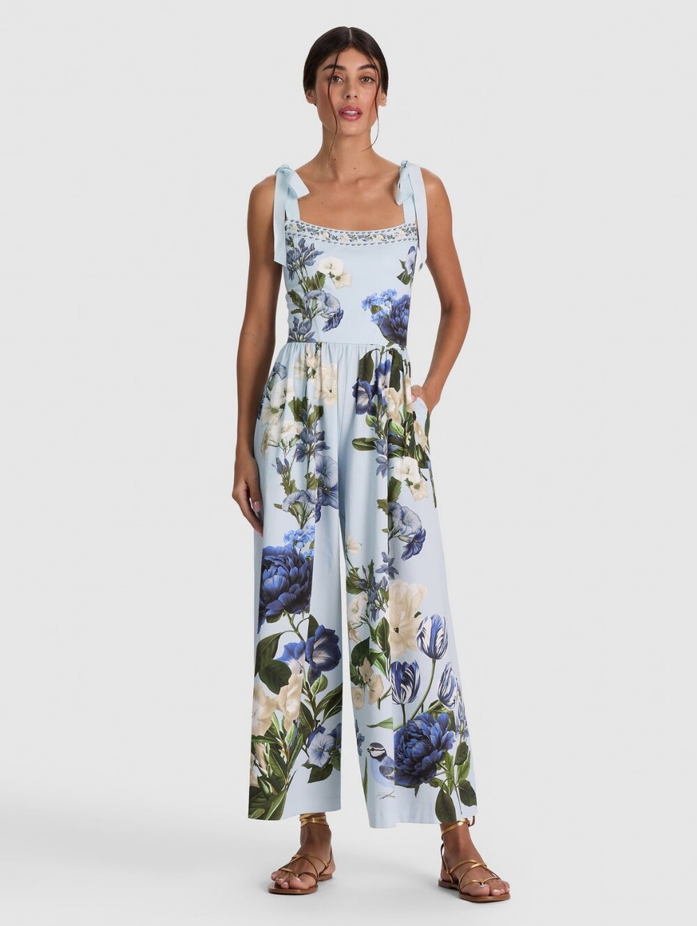 Alice + Olivia ROSALEE WIDE LEG JUMPSUIT In Fly Away